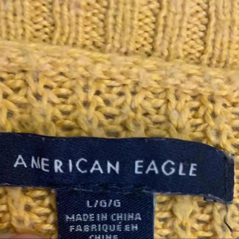 American Eagle yellow and white sweater size L - Picture 5 of 7